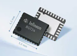 2. The BGT24A family of 24-GHz radar sensors are MMIC transceivers with different combinations of transmitters and receivers. (Courtesy of Infineon Technologies) 2. The BGT24A family of 24-GHz radar sensors are MMIC transceivers with different combinations of transmitters and receivers. (Courtesy of Infineon Technologies)