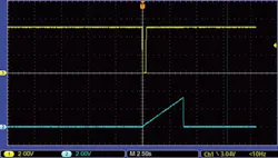 5. Trigger pulse and voltage ramp on capacitor CX. 5. Trigger pulse and voltage ramp on capacitor CX.