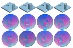 4. Top row: Design of buried 3D printed objects. Middle row: Digger Finger image showing imprint of object shapes in absence of any granular media. Bottom row: Imprints of shapes in the presence of granular media (sand). 4. Top row: Design of buried 3D printed objects. Middle row: Digger Finger image showing imprint of object shapes in absence of any granular media. Bottom row: Imprints of shapes in the presence of granular media (sand).