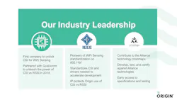 5. Origin Wireless AI is working other organizations like IEEE to standardize on Wi-Fi sensing, leading to standards like 802.11bf. 5. Origin Wireless AI is working other organizations like IEEE to standardize on Wi-Fi sensing, leading to standards like 802.11bf.