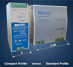 FIGURE 2: The company’s 240 W DIN rail power supply is just 40% of the width of the previous model. Source: Altech FIGURE 2: The company’s 240 W DIN rail power supply is just 40% of the width of the previous model. Source: Altech