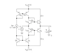 3. Here’s the PSpice circuit of a Class AB bipolar push-pull stage. (Source: Reference 2) 3. Here’s the PSpice circuit of a Class AB bipolar push-pull stage. (Source: Reference 2)