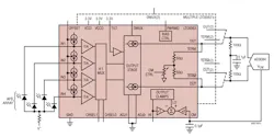 1. The LTC6563 from Analog Devices, a low-noise four-channel transimpedance amplifier (TIA), eases the task of effectively capturing signals from photodiodes in LiDAR and related applications. 1. The LTC6563 from Analog Devices, a low-noise four-channel transimpedance amplifier (TIA), eases the task of effectively capturing signals from photodiodes in LiDAR and related applications.