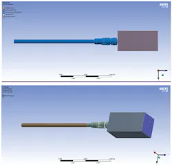 12. Cable and sensor model with material properties and 0.15-m cable length. 12. Cable and sensor model with material properties and 0.15-m cable length.