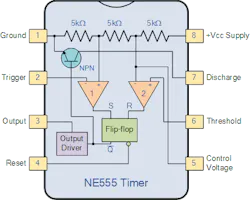 2. This 555 timer pinout example shows the function of each pin. 2. This 555 timer pinout example shows the function of each pin.