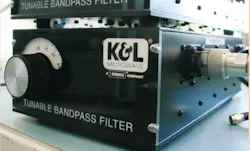 2. Before the test signal reaches the circuit in Figure 1, it goes through a tunable bandpass filter. The lower filter is used for the signal path, and the upper handles the clock signal. 2. Before the test signal reaches the circuit in Figure 1, it goes through a tunable bandpass filter. The lower filter is used for the signal path, and the upper handles the clock signal.