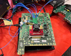 1. A test chip with Intel’s long-reach 224G PAM-4 SerDes inside was on display at DesignCon. 1. A test chip with Intel’s long-reach 224G PAM-4 SerDes inside was on display at DesignCon.