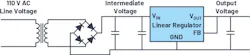 2. Shown is a line transformer followed by a linear regulator. 2. Shown is a line transformer followed by a linear regulator.