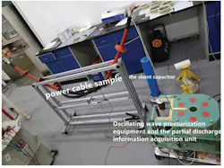 3. Shown is the test platform for comparing PD power-cable defect characteristics under an oscillating wave voltage and a very low frequency voltage. (Image courtesy of Reference 3) 3. Shown is the test platform for comparing PD power-cable defect characteristics under an oscillating wave voltage and a very low frequency voltage. (Image courtesy of Reference 3)