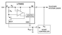 4. A typical current-sense application shows the functional simplicity of the LT9890 itself as well as in the circuit topology of the target application. 4. A typical current-sense application shows the functional simplicity of the LT9890 itself as well as in the circuit topology of the target application.
