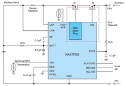 2. This block diagram shows the fuel gauge with a charging MOSFET regulation. 2. This block diagram shows the fuel gauge with a charging MOSFET regulation.