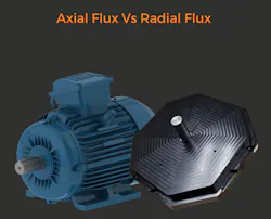 A side-by-side comparison shows the different form-factor design characteristics of a radial-flux and axial-flux electric motor. A side-by-side comparison shows the different form-factor design characteristics of a radial-flux and axial-flux electric motor.