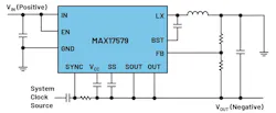 3. The MAX17579, designed as an inverting buck-boost regulator, integrates level shifting. 3. The MAX17579, designed as an inverting buck-boost regulator, integrates level shifting.