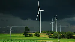 Wind turbines in approaching storm Wind turbines in approaching storm