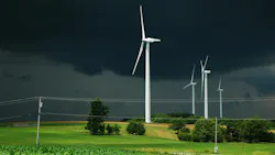Wind turbines in approaching storm Wind turbines in approaching storm