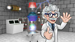 Cartoon with scientist Cartoon with scientist