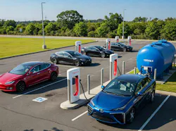 1. Toyota Siam LLC’s NACS-based Mirai FCEV charging demonstrator site, with water tank, as installed at Sakon Nakhon airport, Isaan province, Thailand. 1. Toyota Siam LLC’s NACS-based Mirai FCEV charging demonstrator site, with water tank, as installed at Sakon Nakhon airport, Isaan province, Thailand.
