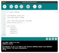 Arduino Lab for Micropython is a lightweight editor with a number of useful features, including an interactive REPL shell, real-time code execution, debugging and more. Arduino Lab for Micropython is a lightweight editor with a number of useful features, including an interactive REPL shell, real-time code execution, debugging and more.