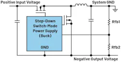 Switch-mode power-supply converter generates a negative voltage from a positive voltage Switch-mode power-supply converter generates a negative voltage from a positive voltage