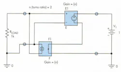 2. Although the older model works well in most circuits, Spice generates an error message indicating an inductor loop if the user tries to connect the voltage source to the secondary. 2. Although the older model works well in most circuits, Spice generates an error message indicating an inductor loop if the user tries to connect the voltage source to the secondary.