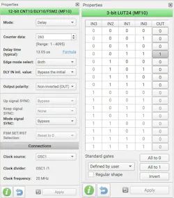 Configuration settings for the MF10 block from the GreenPAK design tool Configuration settings for the MF10 block from the GreenPAK design tool