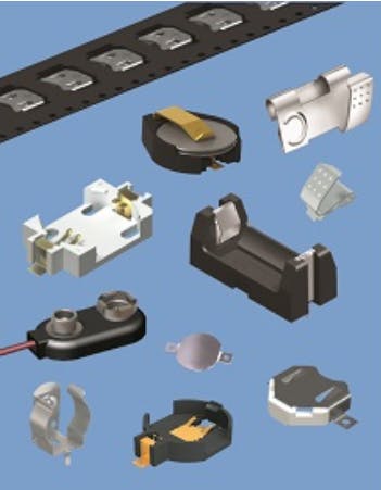 Keystone Battery Clips, Contacts & Holders