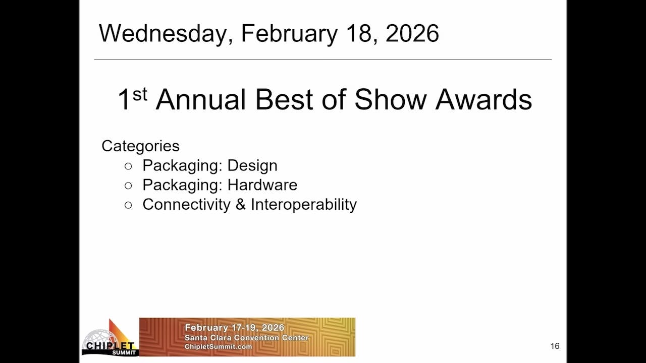 Chiplets Summit Award Session