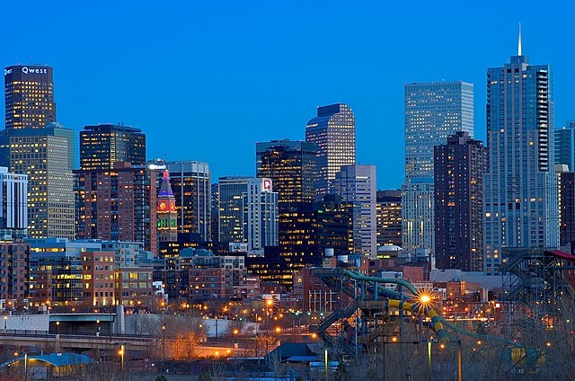 View of Denver skyline. Image credit By Flickr user: Larry Johnson - Flickr. Courtesy Wikimedia Commons