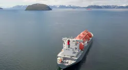 Ship leaving LNG port. Image credit Equinor. Ship leaving LNG port. Image credit Equinor.