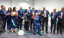 Texas Gov. Greg Abbott, center, cuts the ceremonial ribbon at Schneider Electric's newly opened smart grid manufacturing plant in El Paso. SE's president of North America, Annette Clayton, is immediately left of Gov. Abbott. Image credit LinkedIn Texas Gov. Greg Abbott, center, cuts the ceremonial ribbon at Schneider Electric's newly opened smart grid manufacturing plant in El Paso. SE's president of North America, Annette Clayton, is immediately left of Gov. Abbott. Image credit LinkedIn