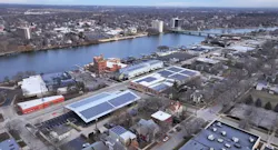 Aerial view of the Prairie Street Brewery Co. solar array. Image credit courtesy ComEd Aerial view of the Prairie Street Brewery Co. solar array. Image credit courtesy ComEd