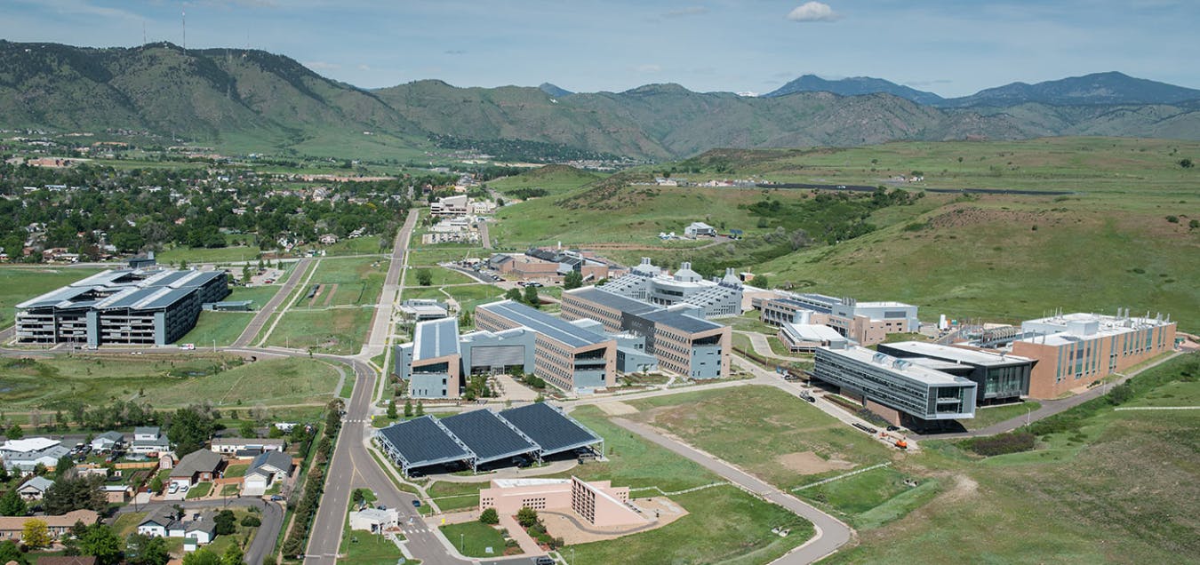 View of NREL's longtime Golden campus. Image credit National Laboratory of the Rockies