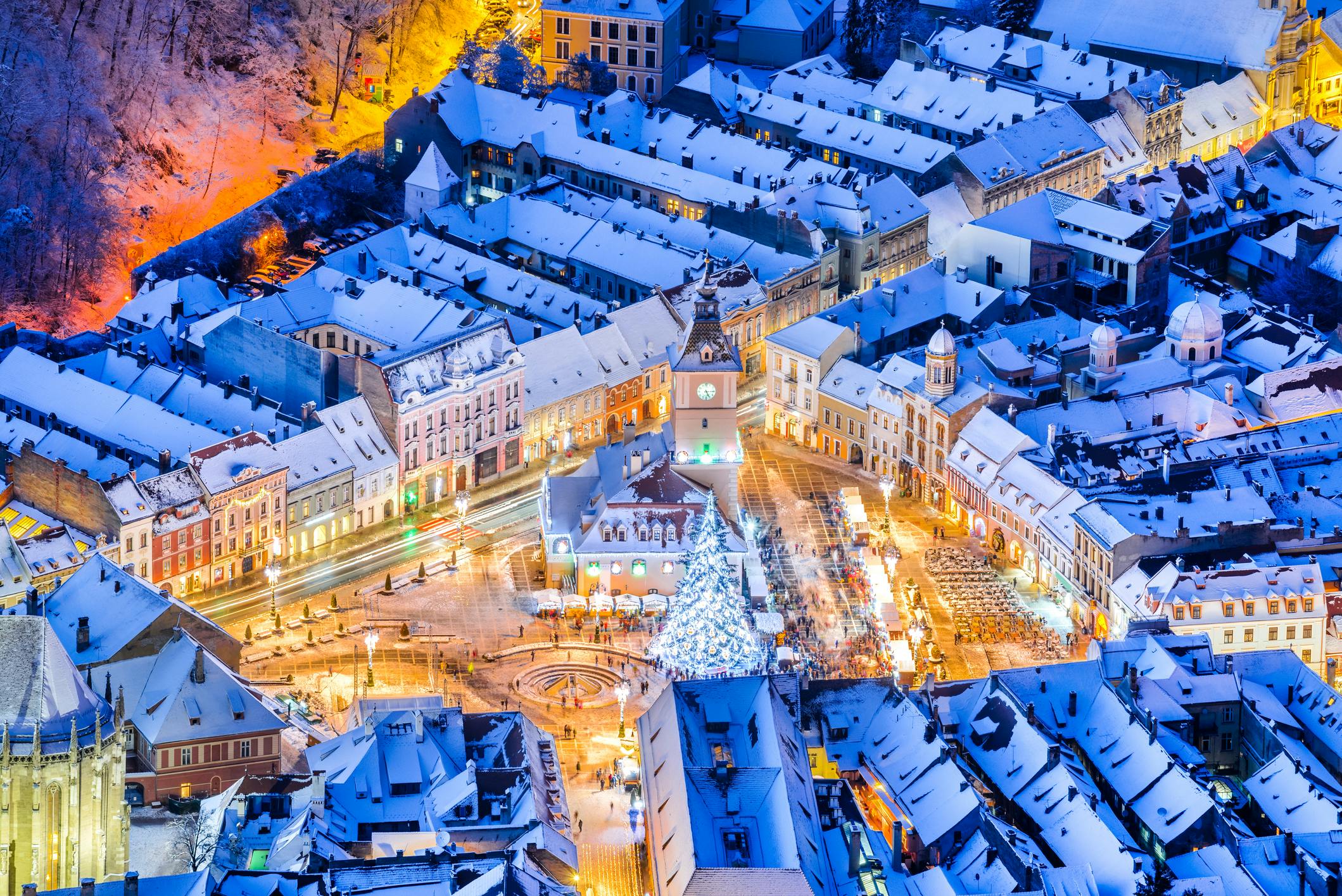 Lighted Christmas markets in Brasove, Romania. Image credit ID 106071119 | In &copy; Emicristea | Dreamstime.com