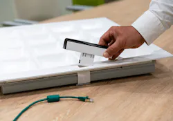 An Ethernet-connected transceiver, such as this one from Signify, allows luminaires to be LiFi-enabled. An Ethernet-connected transceiver, such as this one from Signify, allows luminaires to be LiFi-enabled.