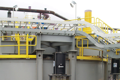 Solid slurry feeds into the tank, where it is neutralized. All graphics courtesy of CGIS Inc.