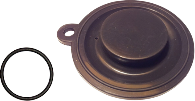 A valve’s seals can consist of a flexible membrane (left) and O-ring (right).
