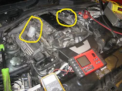 The valvetronic servo-motors are circled and clearly visible in this photo of a 550i, N62 4.8 Liter V/8 engine. The valvetronic servo-motors are circled and clearly visible in this photo of a 550i, N62 4.8 Liter V/8 engine.