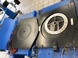 FIG2- The most neglected parts of the alignment rack are the turntables. Plates should move easily with a light touch of your index finger. Keep turntables clean and lubed, do not drive over turntables if pins are missing from plates, and replace worn plastic bearings and garters. FIG2- The most neglected parts of the alignment rack are the turntables. Plates should move easily with a light touch of your index finger. Keep turntables clean and lubed, do not drive over turntables if pins are missing from plates, and replace worn plastic bearings and garters.