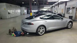 Jeff Herrera, Quality Control, performs a predelivery check on a car at Car Crafters’ Montano Rd. location in Albuquerque, New Mexico. Jeff Herrera, Quality Control, performs a predelivery check on a car at Car Crafters’ Montano Rd. location in Albuquerque, New Mexico.