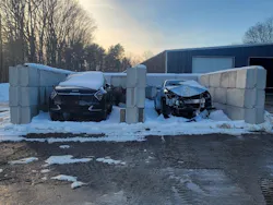 U-shaped isolation areas using construction-grade bin-blocks can be used to 'quarantine' EVs before their battery integrity has been assessed. U-shaped isolation areas using construction-grade bin-blocks can be used to 'quarantine' EVs before their battery integrity has been assessed.