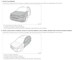 For this Subaru OEM information, you have to consider the type of collision first. The inspection criteria is different for each, and THEN you need to pay attention to the additional items to inspect, as they are not limited to one collision type. For this Subaru OEM information, you have to consider the type of collision first. The inspection criteria is different for each, and THEN you need to pay attention to the additional items to inspect, as they are not limited to one collision type.