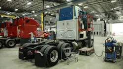 Dollies, overhead trolleys and hoists, and personnel lifts (pictured) increase productivity at FCR’s shops. Dollies, overhead trolleys and hoists, and personnel lifts (pictured) increase productivity at FCR’s shops.