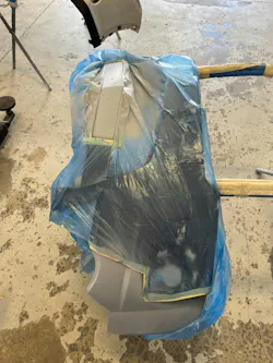 When applying primers on plastic bumpers make sure to apply appropriate adhesion promoter that may be needed before spraying the primers of choice. Along with any flexible additives if not already included. (Note again, caution on masking off so close to intended primer coverage area to reduce hard lines in material). When applying primers on plastic bumpers make sure to apply appropriate adhesion promoter that may be needed before spraying the primers of choice. Along with any flexible additives if not already included. (Note again, caution on masking off so close to intended primer coverage area to reduce hard lines in material).