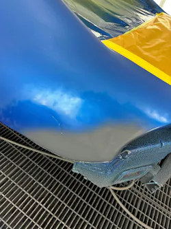 Primer sealer spot repair preparing for a color blend with Sikkens Colorbuild Plus primer mixed as a sealer. Primer sealer spot repair preparing for a color blend with Sikkens Colorbuild Plus primer mixed as a sealer.