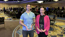 Best Repair Planner/Estimator Anthony McNee and FenderBender Award winner Amber Alley were honored at the Red Carpet Awards Night. Best Repair Planner/Estimator Anthony McNee and FenderBender Award winner Amber Alley were honored at the Red Carpet Awards Night.