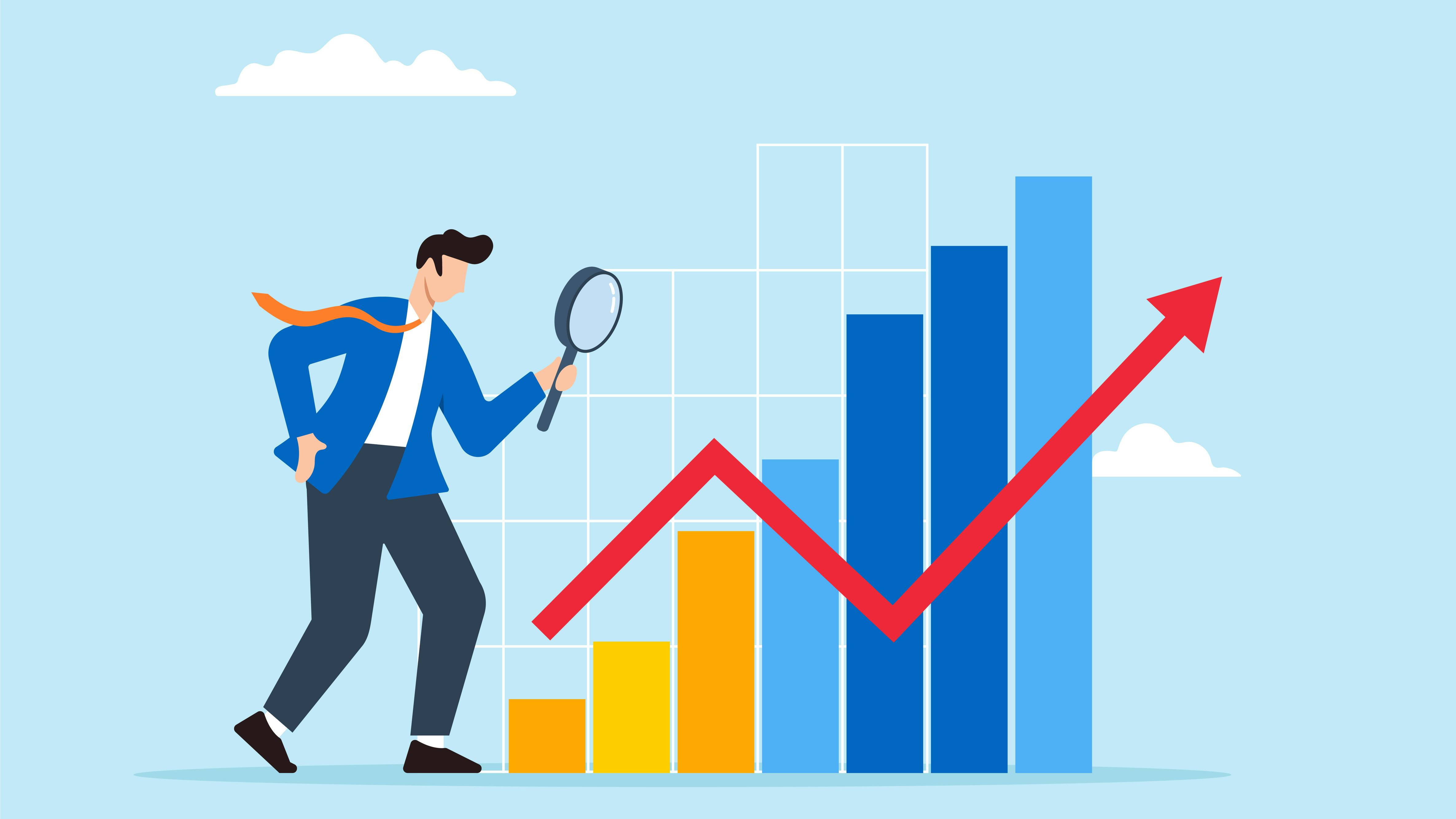 Businessman examining chart