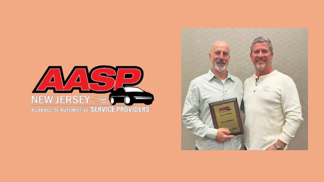 Jerry McNee poses with AASP/NJ President Ken Miller.