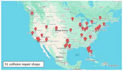 Figure 8: Map of Tesla’s Corporate Collision Repair Centers Figure 8: Map of Tesla’s Corporate Collision Repair Centers