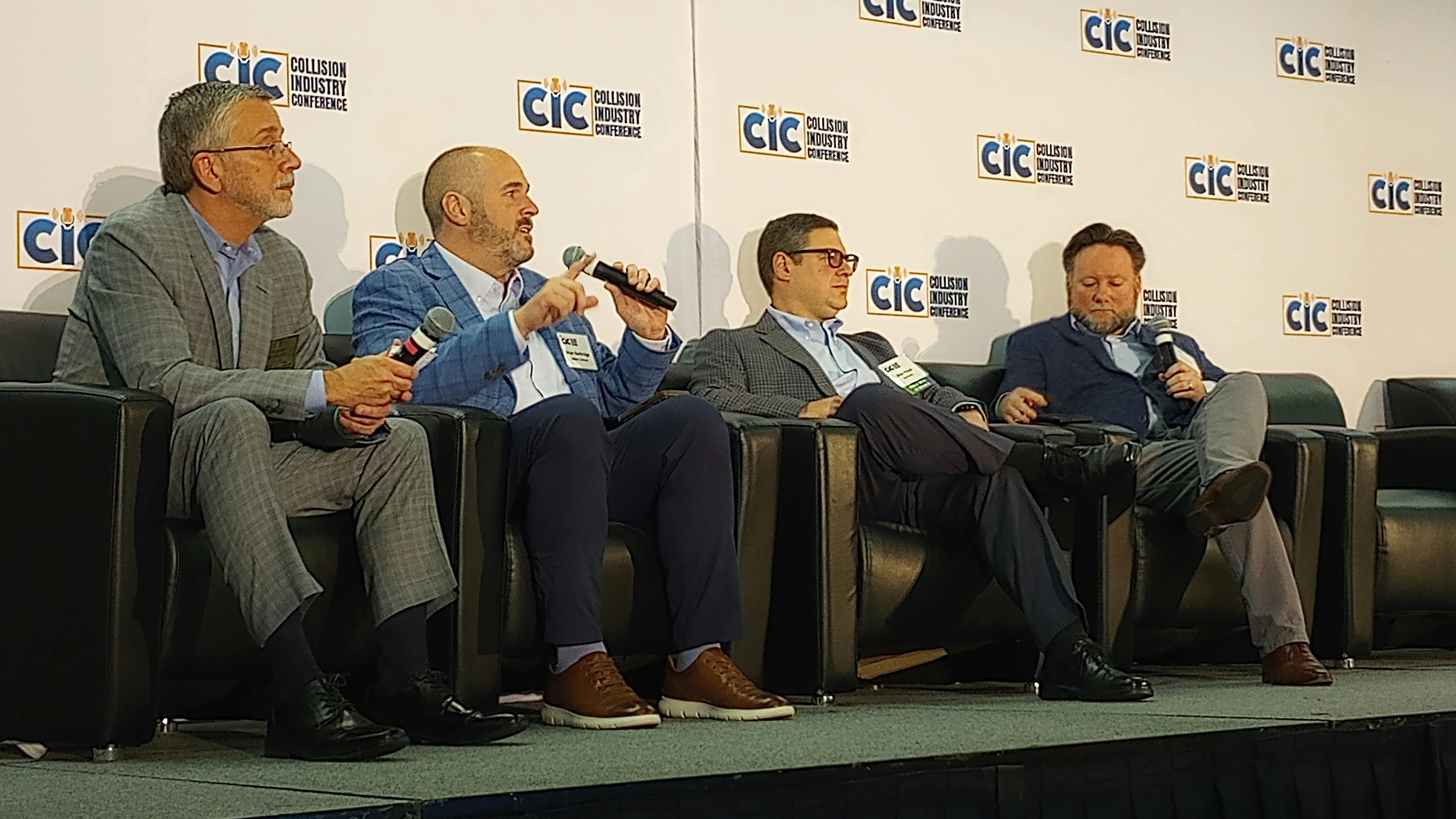 From left, Trent Tinsley, Brian Burbridge, Allan Polak and Aleks Pavlinik respond to audience questions about cybersecurity threats and mitigation during a panel at CIC on April 30 in Richmond, Virginia.