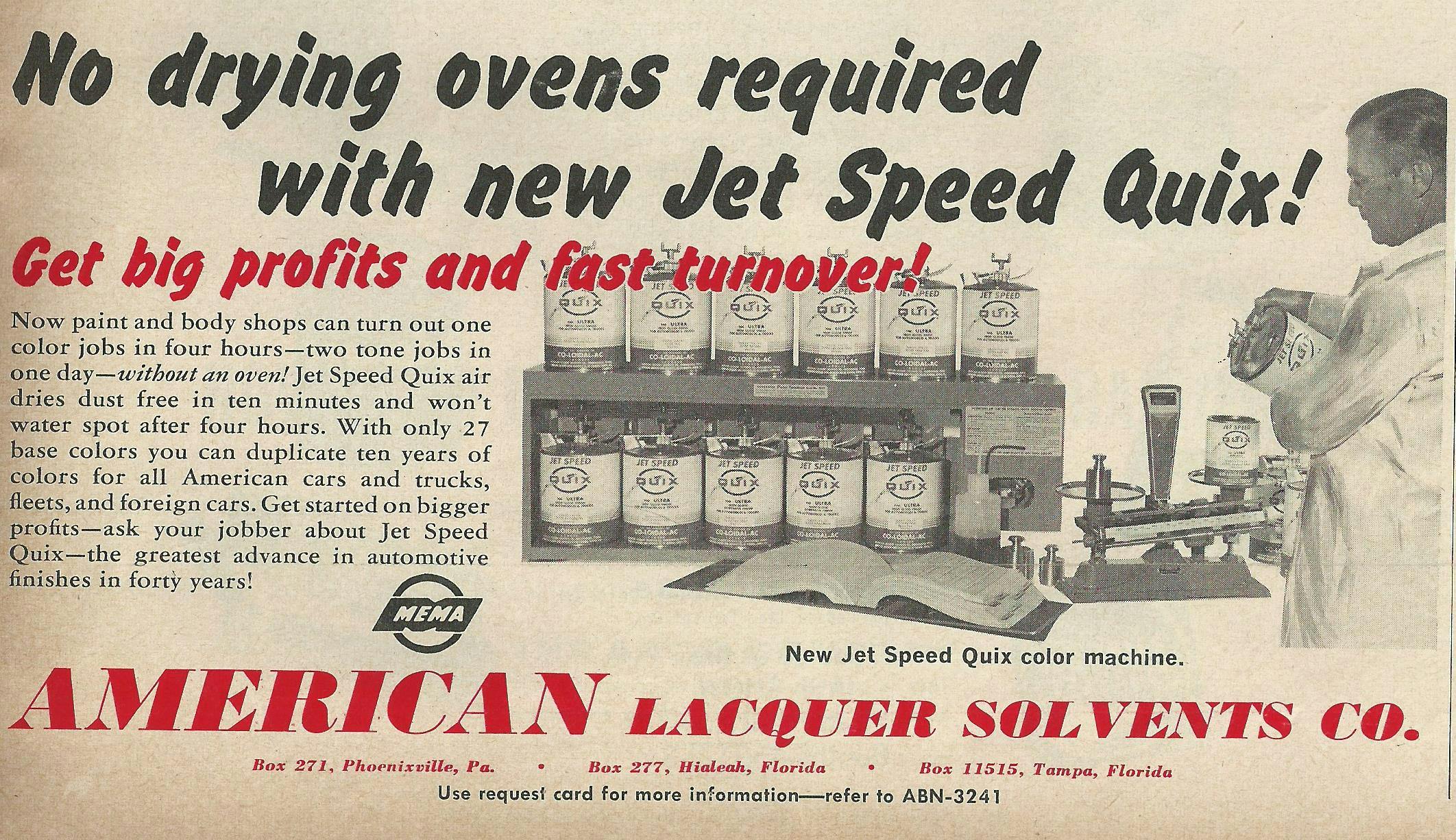 American Lacquer went into business in 1952. This ad is from 1964. An internet search in 2012 showed no trace of the company.